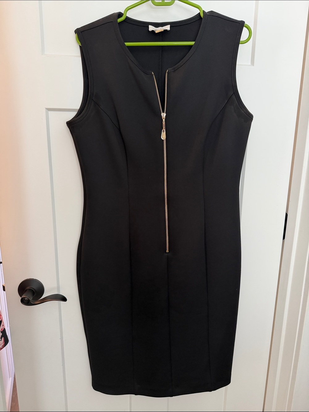Calvin Klein Black Sleeveless Zip-Front Sheath Dress